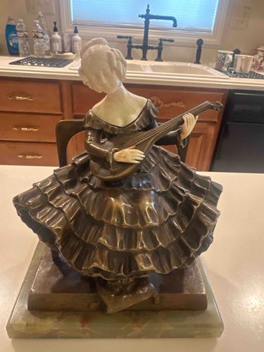 Peter Tereszczuk Chryselephantine Bronze and Ivory Lute Player Figure