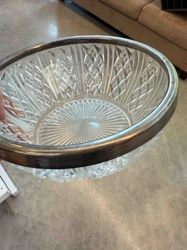 Cut Glass Bowl with Silver Plated Rim