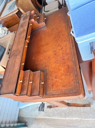 Antique or Vintage Leather-Topped Pedestal Desk