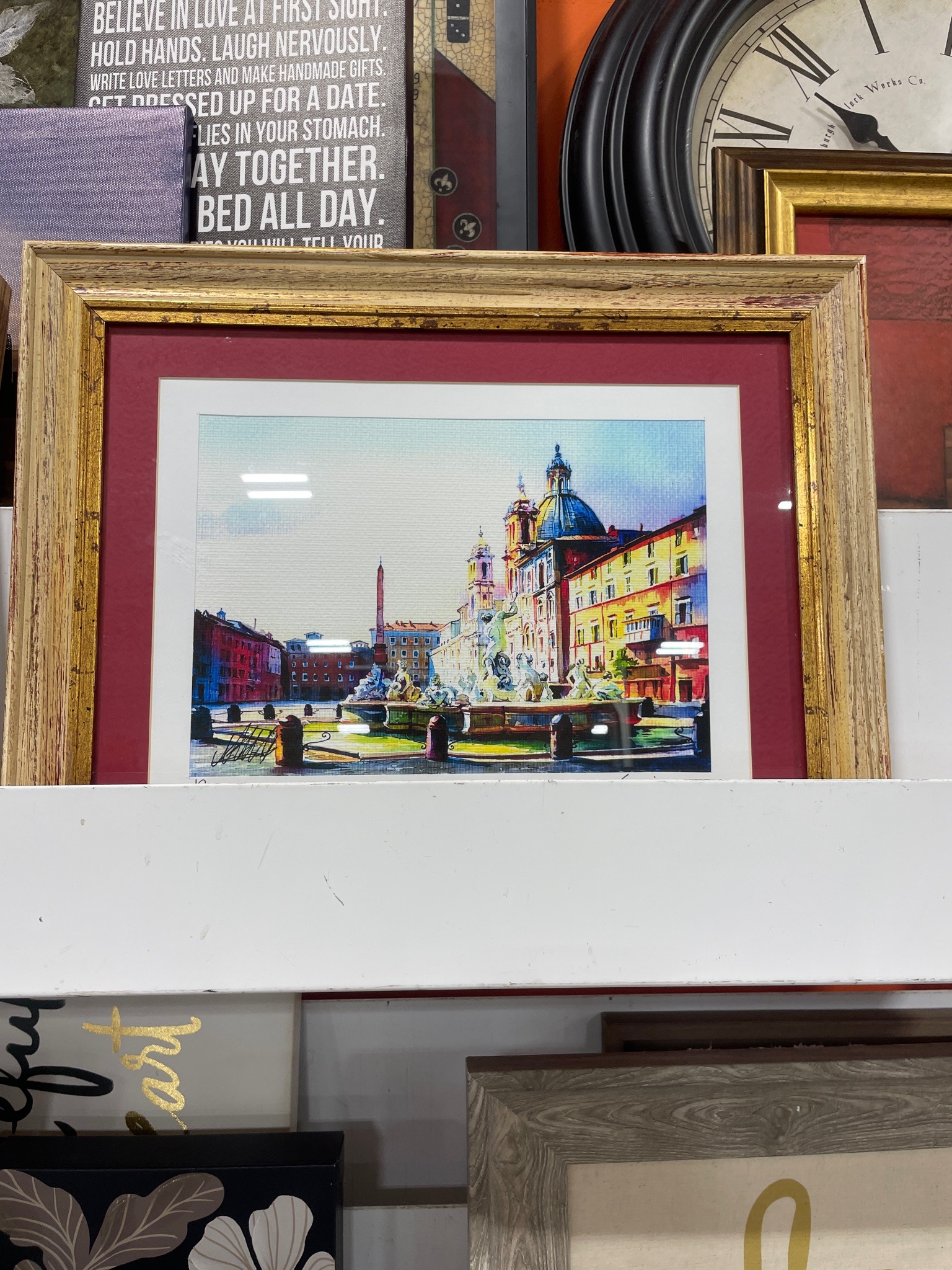 Submitted photo of Watercolor painting print of a European plaza (unauthenticated)