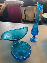 Collection of Three Blue Glass Decorative Items