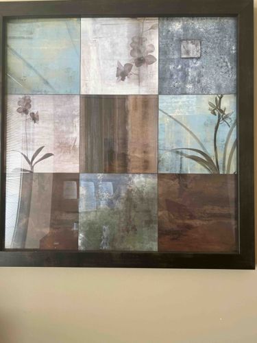 Abstract Botanical Grid Framed Art