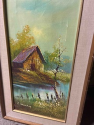 Barn Landscape Oil Painting by C. Samay