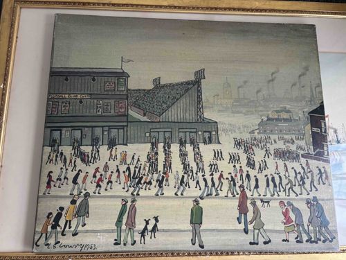 Industrial Landscape with Football Match Crowd Painting
