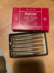 Vintage Starrett No. 555 Set of Six Instrument and Jewelers Screw Drivers