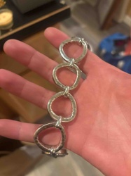 Sterling Silver Hammered Oval Link Bracelet
