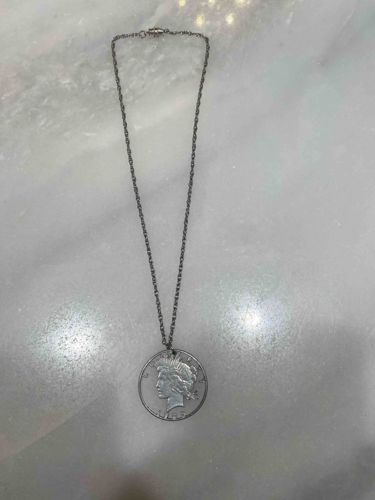 Vintage Peace Silver Dollar Coin Pendant Necklace