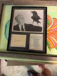 Framed Alfred Hitchcock Photograph with Signature and Biographical Text