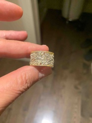 Two-Tone Filigree and Gemstone Wide Band Ring