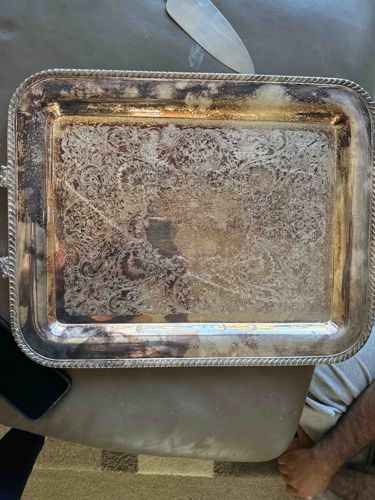 Ornate Silver-Plated Rectangular Serving Tray
