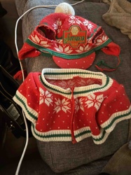 Vintage Santabear 1993 Christmas Hat and Sweater Set
