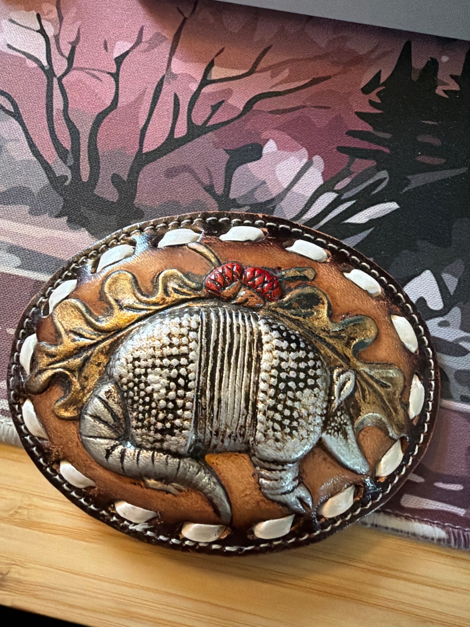 Submitted photo of Hand-tooled leather belt buckle