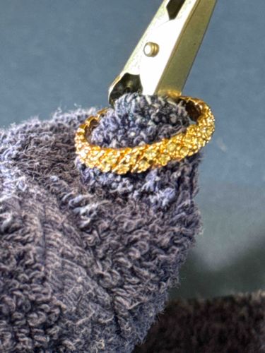 18k HGE Textured Gold Tone Band Ring