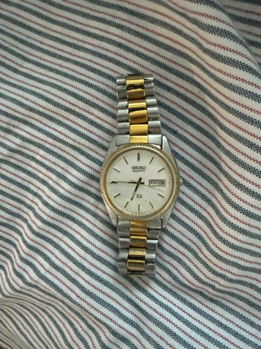 Vintage 1986 Seiko SQ (Seiko Quartz) Datejust-Style Two-Tone Watch
