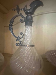 Vintage/Antique Glass Decanter with Ornate Metal Fittings