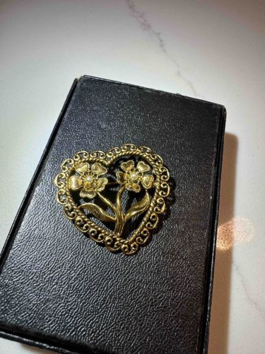 Vintage Heart and Floral Brooch