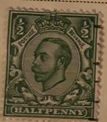 King George V Halfpenny Postage and Revenue Stamp