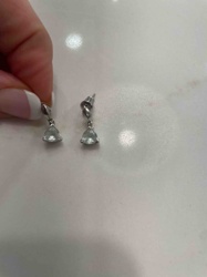Pair of Sterling Silver Twisted Drop Earrings with Triangular Blue Gemstones