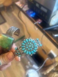 Southwestern Turquoise Cluster Cuff Bracelet
