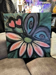 Abstract Butterfly and Flower Painting
