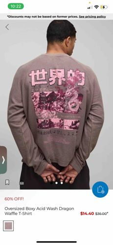 Oversized Boxy Acid Wash Dragon Waffle T-Shirt