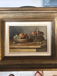 Framed Miniature Still Life Oil Painting by H. Lerand