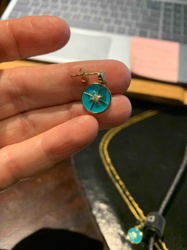 Turquoise Enamel Starburst Charm with Diamond