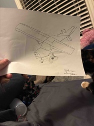 Hand-drawn Pencil Sketch of a Propeller Airplane