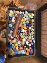 Assorted Vintage Glass Marbles in Storage Case