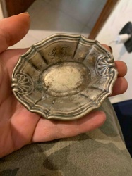 Antique Ornate Metal Ashtray or Pin Dish