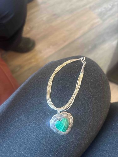 Multi-Strand Necklace with Malachite Heart Pendant