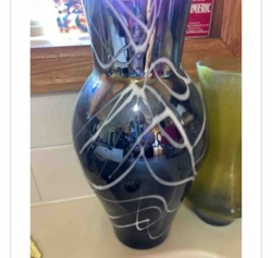 Purple Art Glass Vase with White Swirls