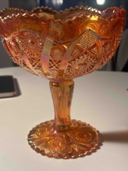 Carnival Glass Scalloped Edge Compote Bowl