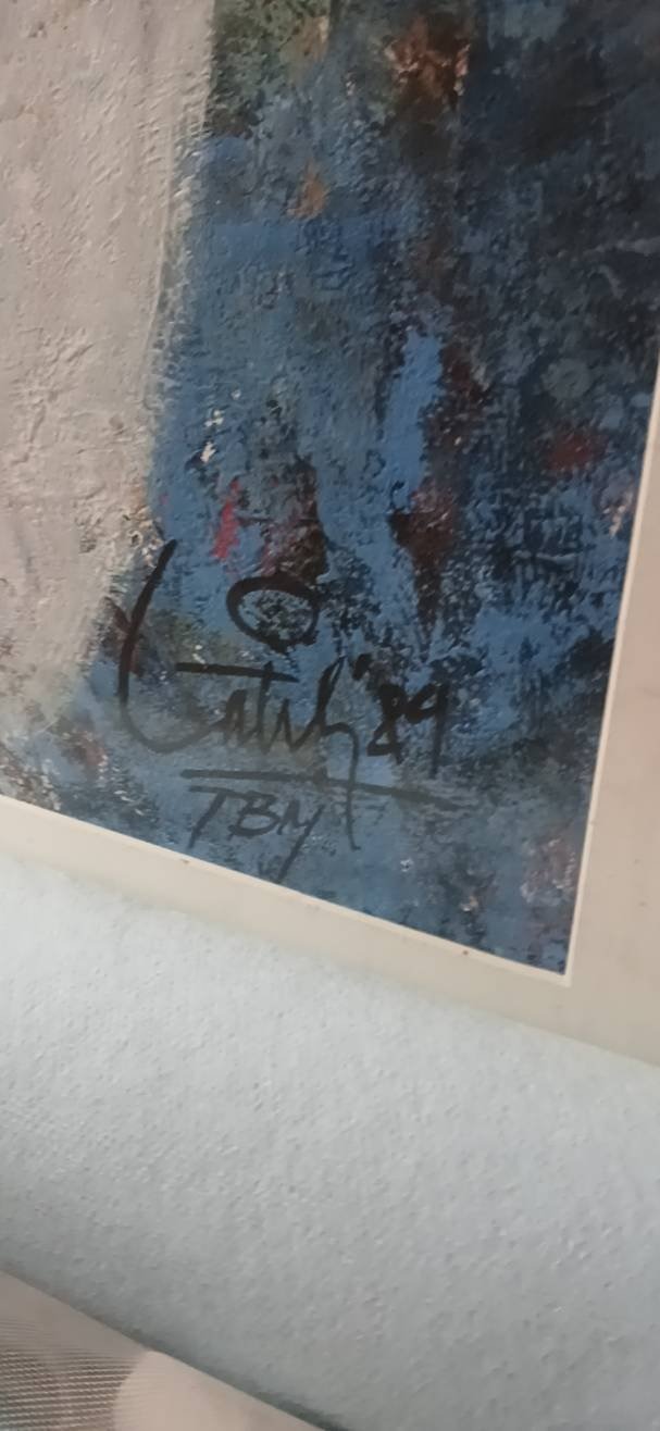Submitted photo of Mixed media painting bearing a signature