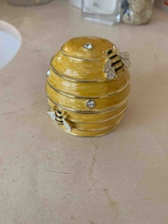 Beehive Trinket Box with Rhinestones and Enamel