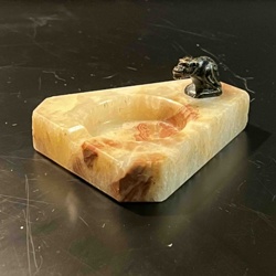 Onyx Ashtray with Figural Monkey Mount