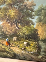Oil Painting: Figures on a Woodland Path