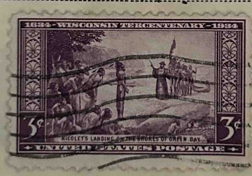 1934 Wisconsin Tercentenary 3 Cent Stamp - Nicolet's Landing
