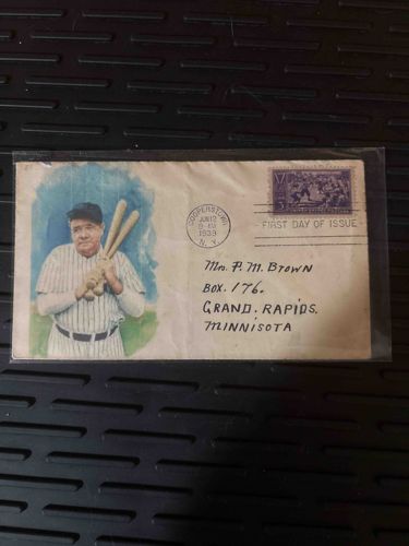Babe Ruth First Day Cover (FDC) - 1939 Cooperstown Centennial