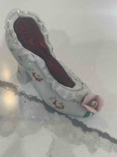 Porcelain Decorative Shoe with Wooden Implement