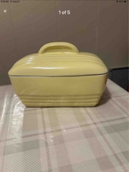 Yellow Ribbed Ceramic Lidded Dish