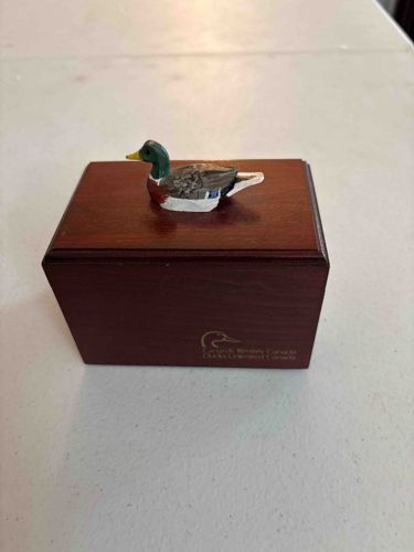 Ducks Unlimited Canada Commemorative Wood Jewelry Box with Mallard Decoy