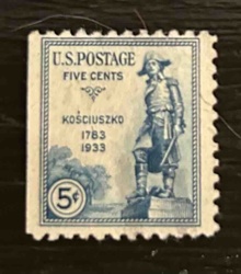 U.S. Postage Five Cents Kosciuszko 1783-1933 Stamp