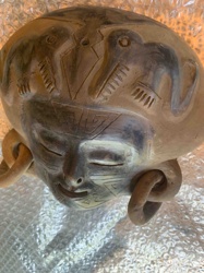 Earthenware Anthropomorphic Figural Vessel with Avian Motifs