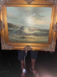 Seascape Oil Painting in Ornate Gilt Frame