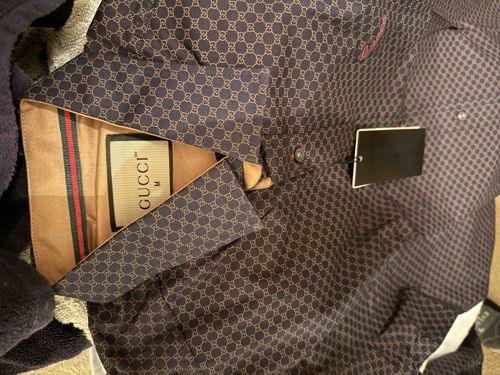 Gucci Monogram Button-Up Shirt (Black/Brown)