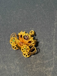 18k Gold Gemstone-Embellished Miniature Coach Charm