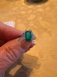 Emerald and Diamond Cluster Ring