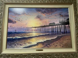 Thomas Kinkade Huntington Beach Pier at Sunset Painting