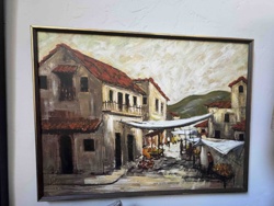 Oil Painting: Mediterranean/Market Street Scene